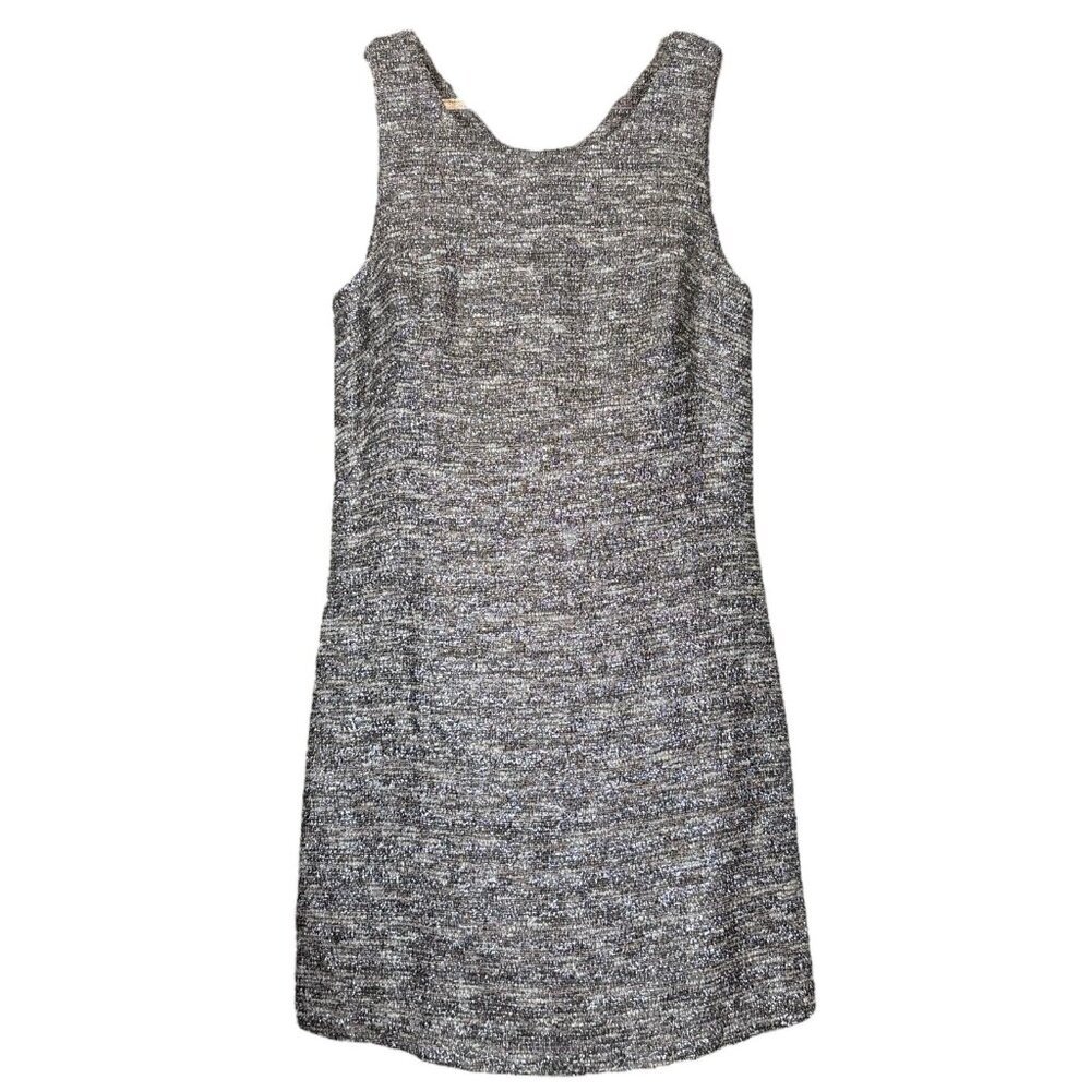 Tara Jarmon Tweed Boucle Metallic Shimmer Cocktail Dress Silver Size 36 US 4 S